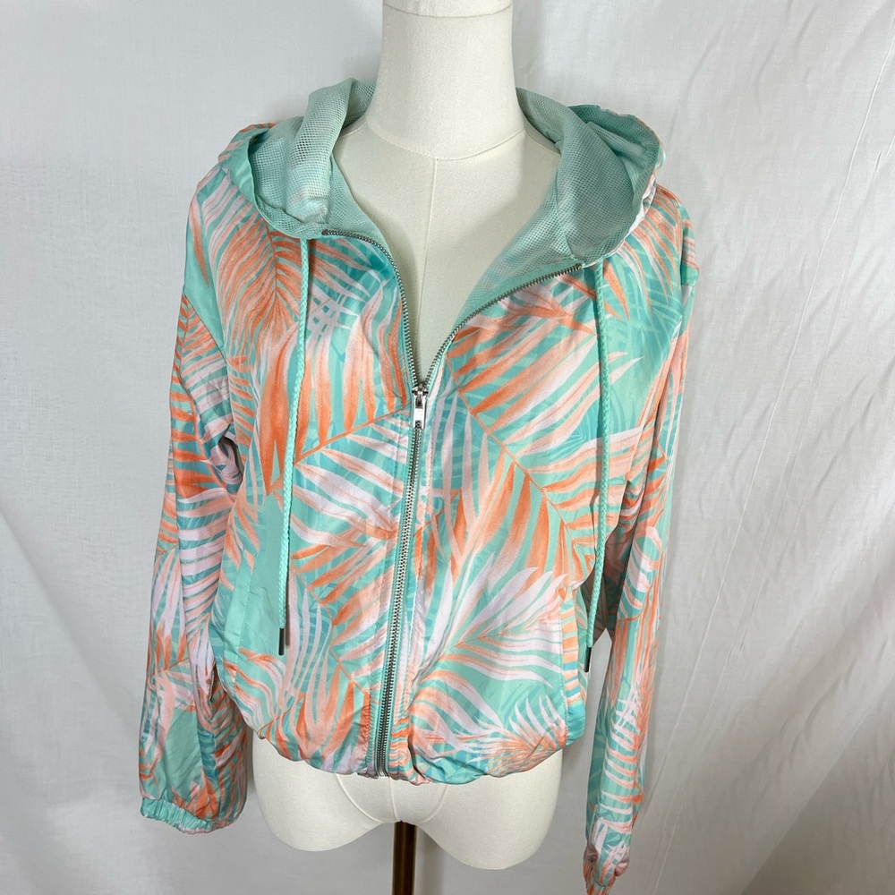 Forever 21 Mint and Coral Zip-Up Jacket